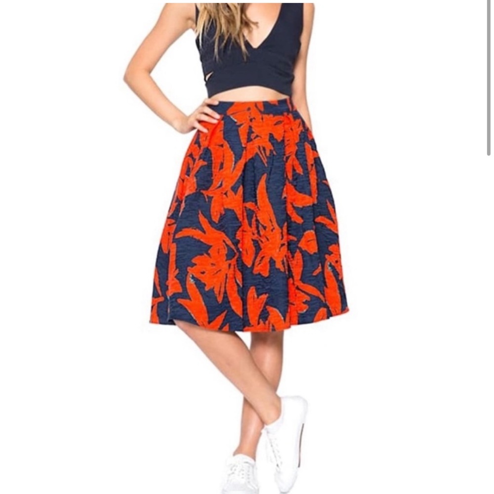 Lucy Paris Orange and Blue full midi skirt, size SMALL (also have matching top!)